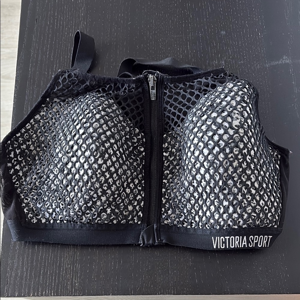 Victoria Sport Black and Silver Mesh Sports Bra